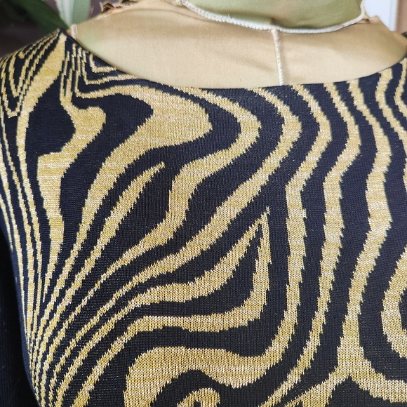Misook Black & Gold Abstract Knit Dress Size Small | Long Sleeve | Career Chic - Picture 4 of 10
